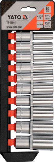YT-38861 Набор удлиненных головок 1/2" 10-24 мм, 10 предметов