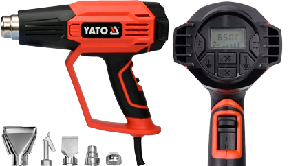 YT-82296 Фен цифровой 50-650°С 1600 Вт с принадлежностями, 6 предметов