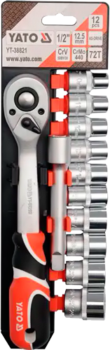 YT-38821 1/2" Набор головок 10-24 мм с принадлежностями, 12 предметов